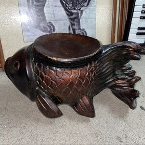 Vintage Koi Fish Plant Holder  Brown
